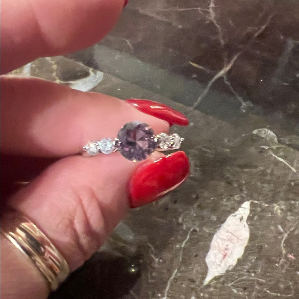 Elegant Silver and Purple Women's Ring